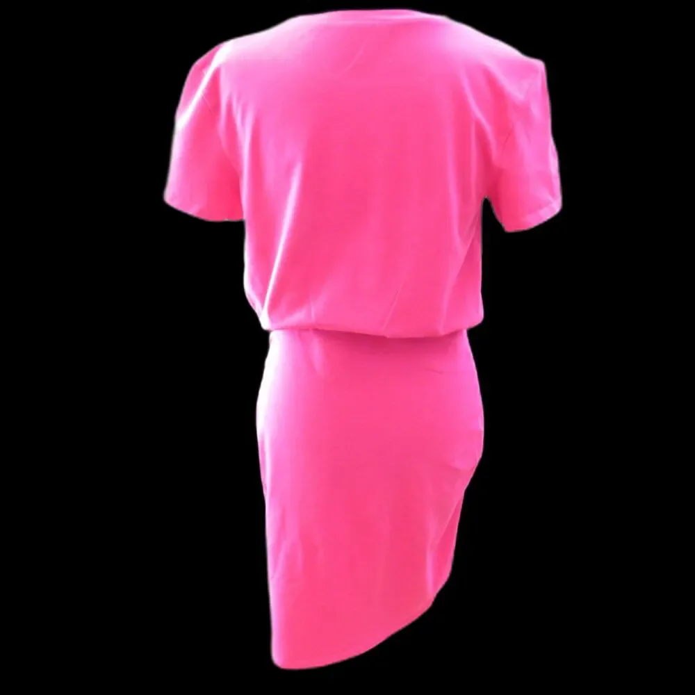 Express T-Shirt Mini Dress Tie Waist Fuchsia Pink Small EUC - Picture 3 of 8